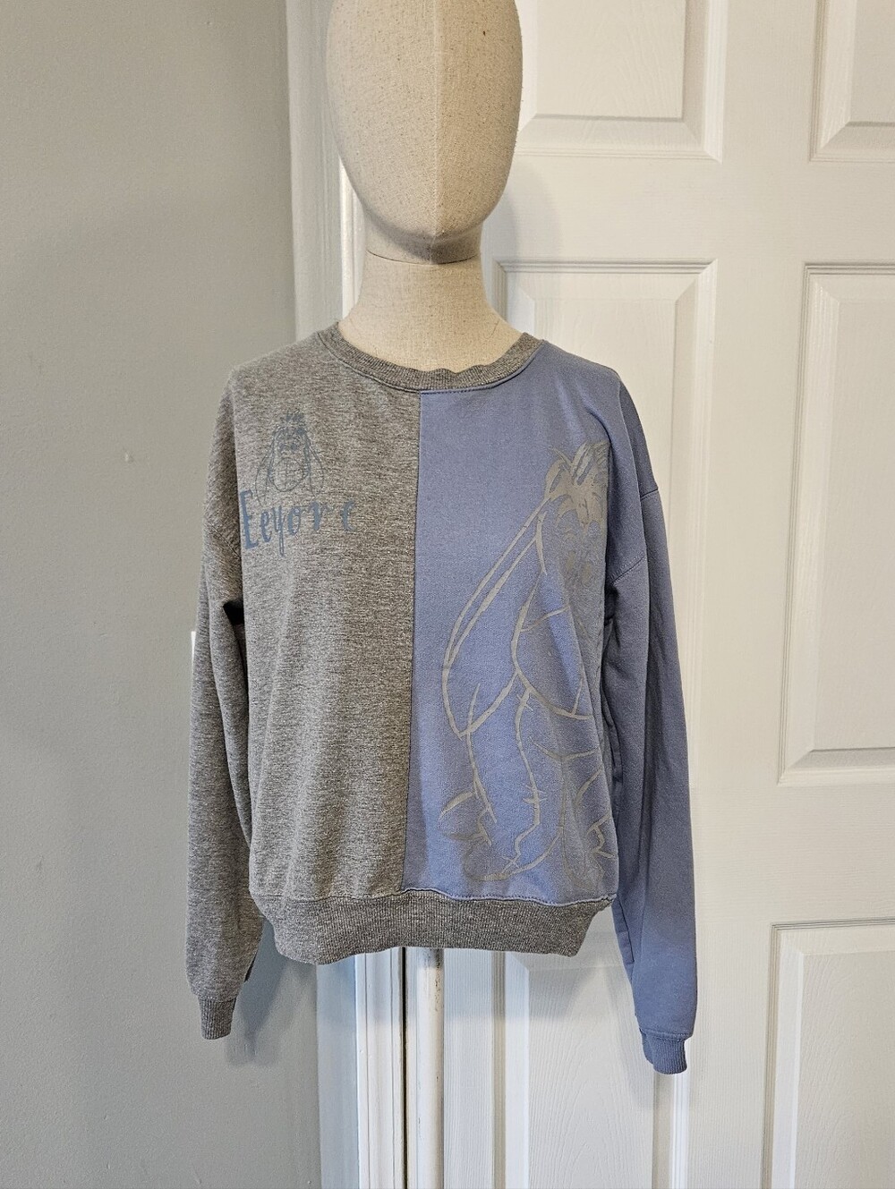 Disney Eeyore Gray and Blue Crewneck Sweatshirt